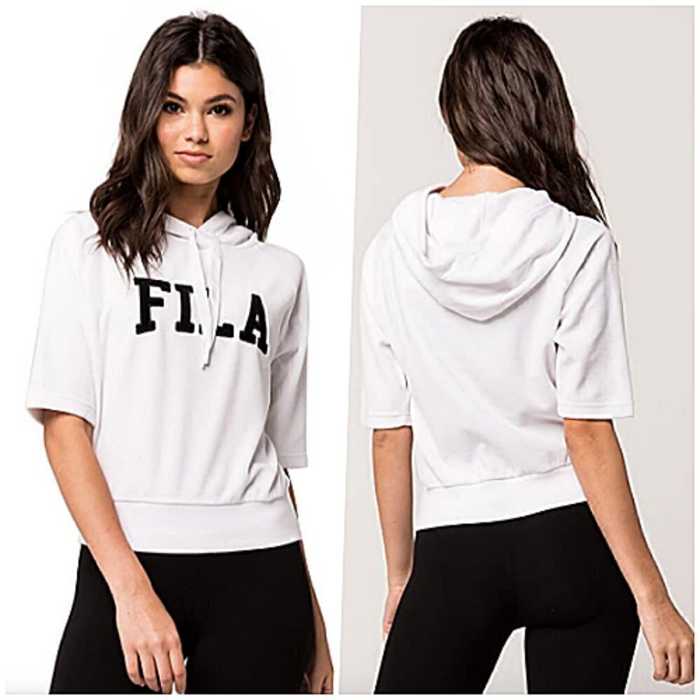Fila Velour Cropped Hoodie White XS
